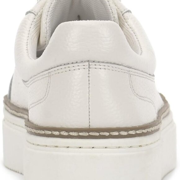 Women's White Leather Sneakers Size 8 Rubber Sole Lace-Up Platform Heel - Picture 5 of 7